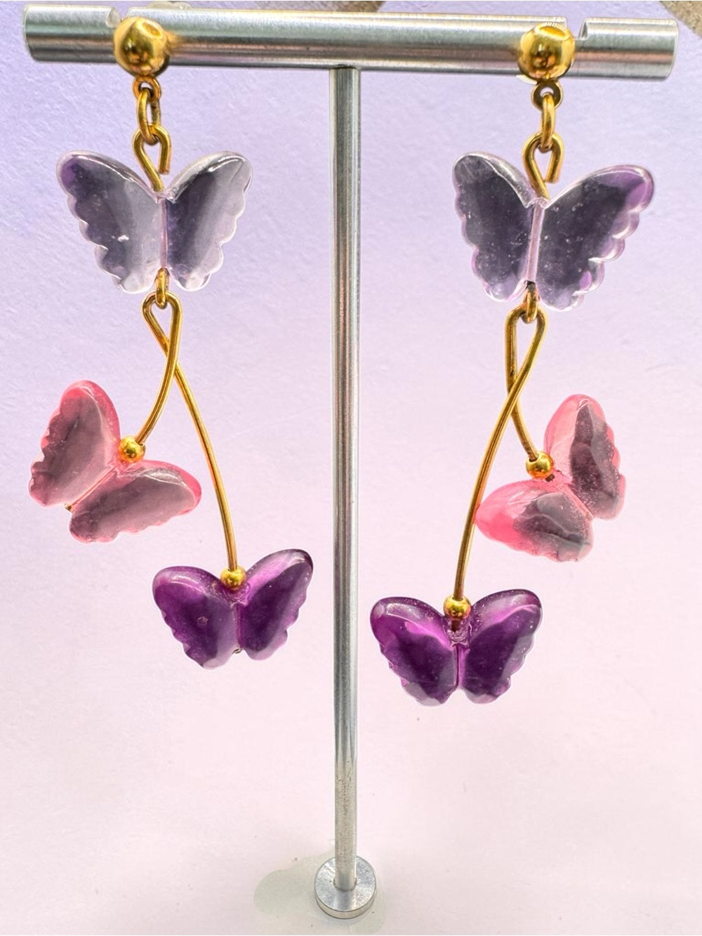 Gold Butterfly Drop Earrings - SKU G